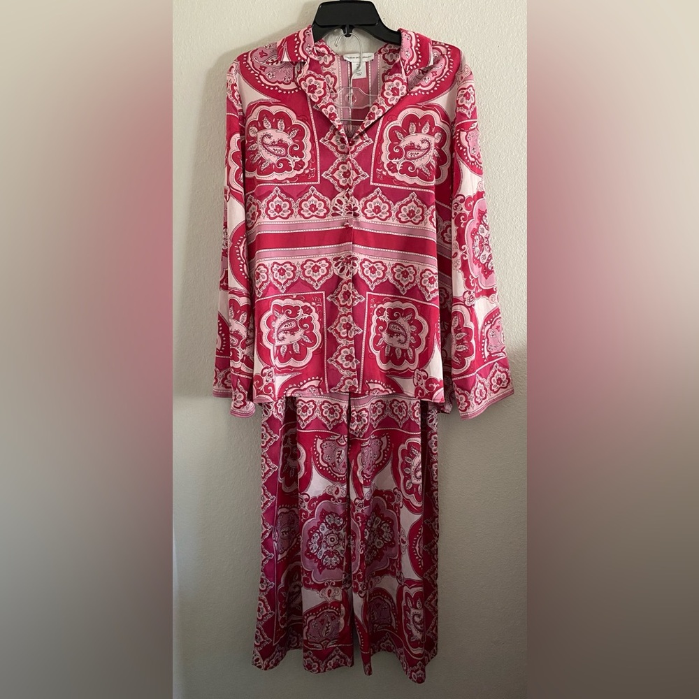 Cupcakes And Cashmere Lounge matching Set Satin Pink S/M Artsy Boho